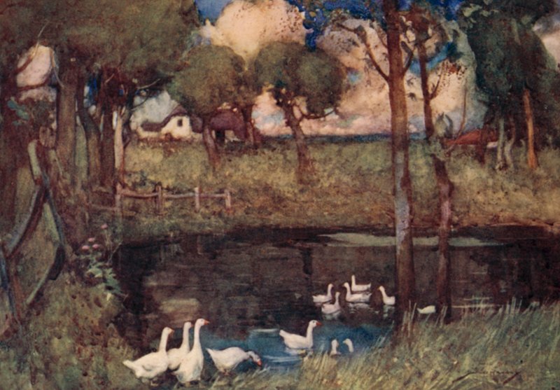 Ilustrace pro The Deserted Village od Olivera Goldsmitha (barevné lito) od William Lee Hankey