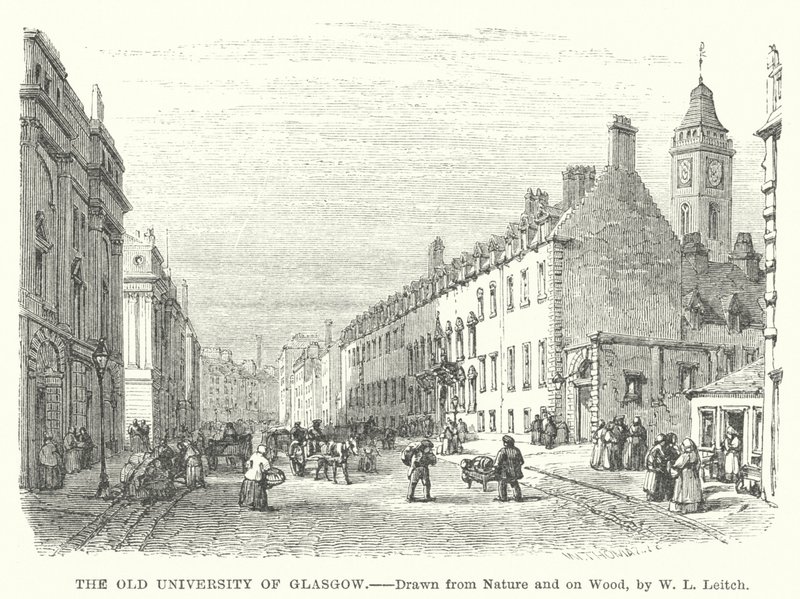 The Old University of Glasgow (rytina) od William Leighton (after) Leitch