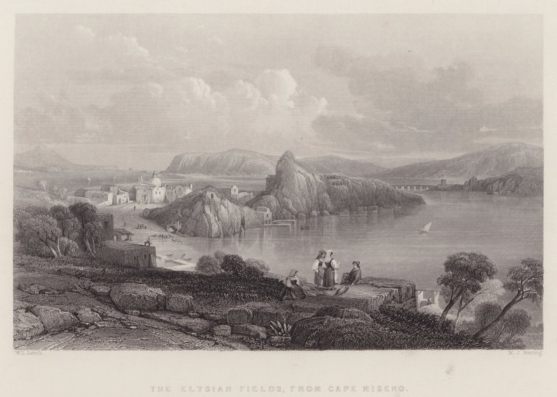 Elysian Fields, z mysu Miseno, Itálie (rytina) od William Leighton Leitch