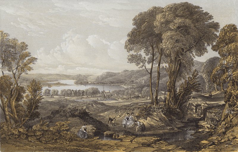 Pohled na Clyde nad Erskine Ferry (chromolitho) od William Leighton Leitch