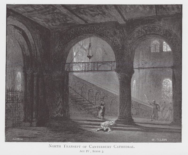 Severní transept katedrály v Canterbury (litografie) od William Lewis (after) Telbin