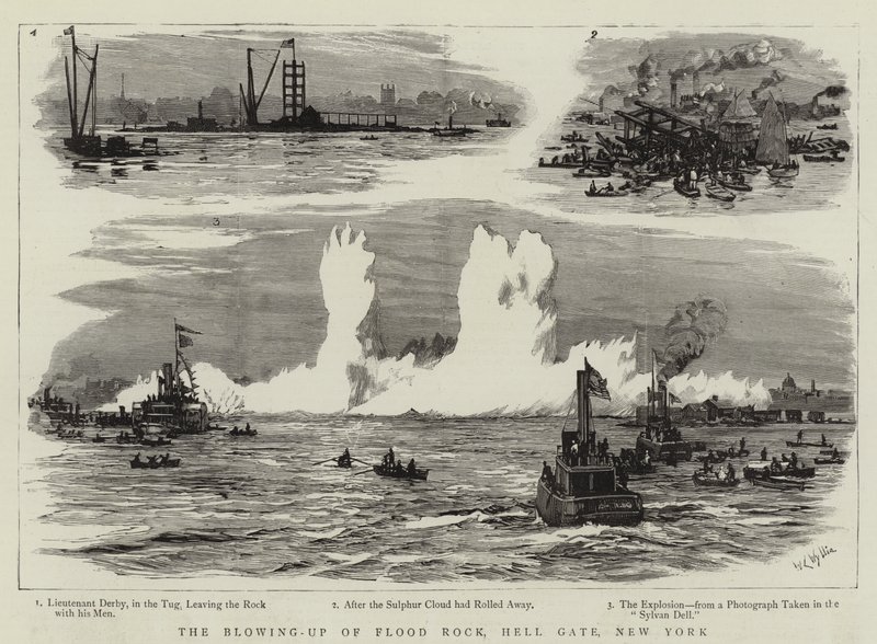 The Blowing-up of Flood Rock, Hell Gate, New York od William Lionel Wyllie