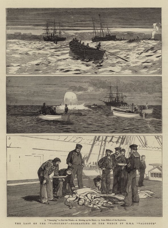 The Last of the Vanguard, Dismasting of the Wreck od HMS Valorous od William Lionel Wyllie