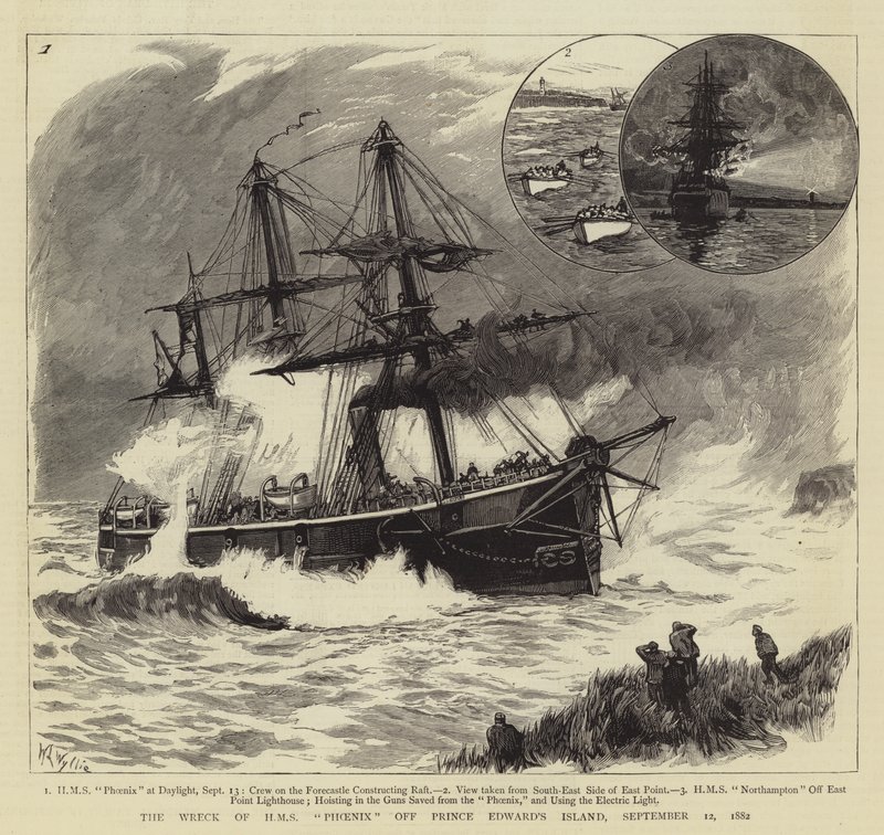 Vrak HMS Phoenix u Ostrova prince Edwarda, 12. září 1882 od William Lionel Wyllie