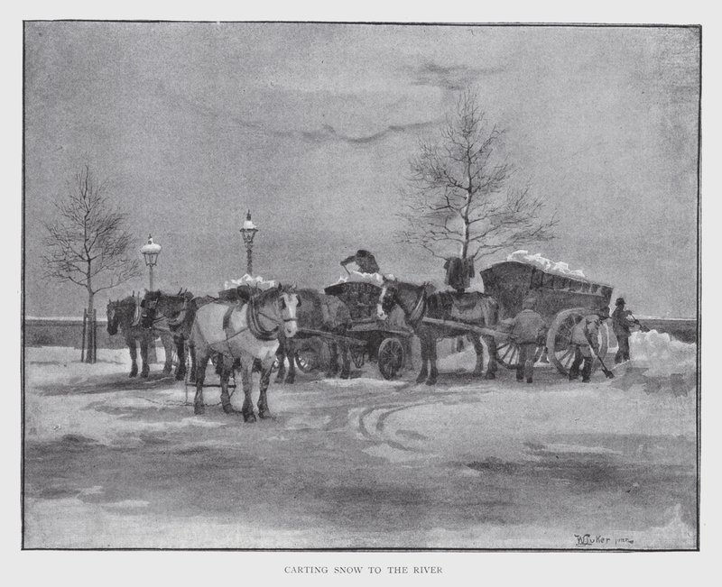 Odvážení sněhu k řece (litho) od William Luker