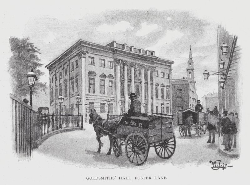 Zlatnická hala, Foster Lane (litho) od William Luker