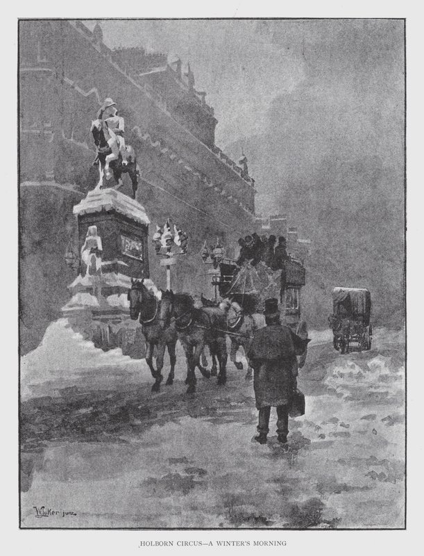 Holborn Circus, zimní ráno (litho) od William Luker