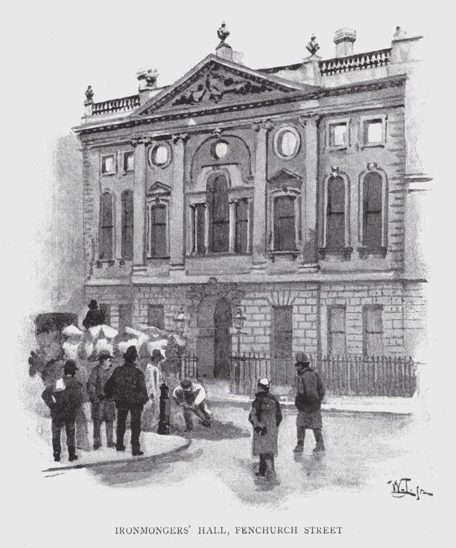 Síň železářů, Fenchurch Street (litho) od William Luker