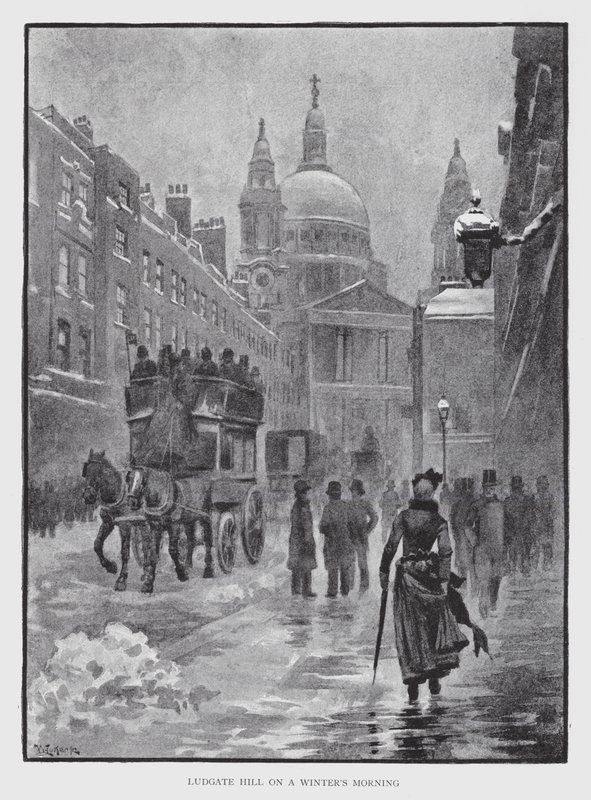 Ludgate Hill za zimního rána (litho) od William Luker