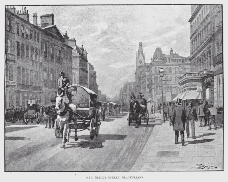 New Bridge Street, Blackfriars (litho) od William Luker