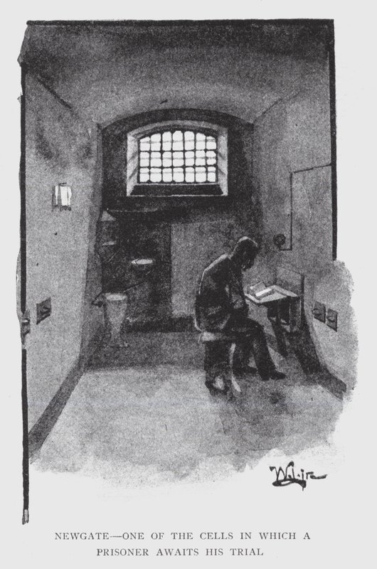 Newgate, jedna z cel, ve které vězeň čeká na svůj proces (litho) od William Luker