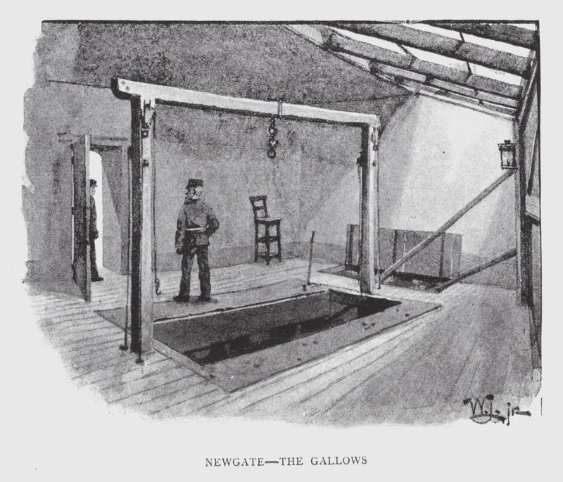 Newgate, šibenice (litho) od William Luker