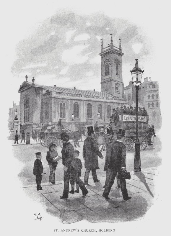 Kostel svatého Ondřeje, Holborn (litho) od William Luker