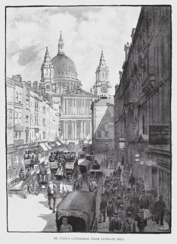 Katedrála svatého Pavla z Ludgate Hill (litho) od William Luker