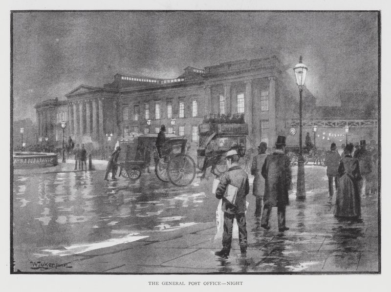 Hlavní pošta, noc (litho) od William Luker