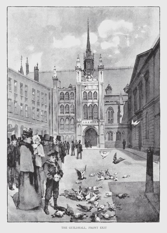 Guildhall, přední východ (litho) od William Luker