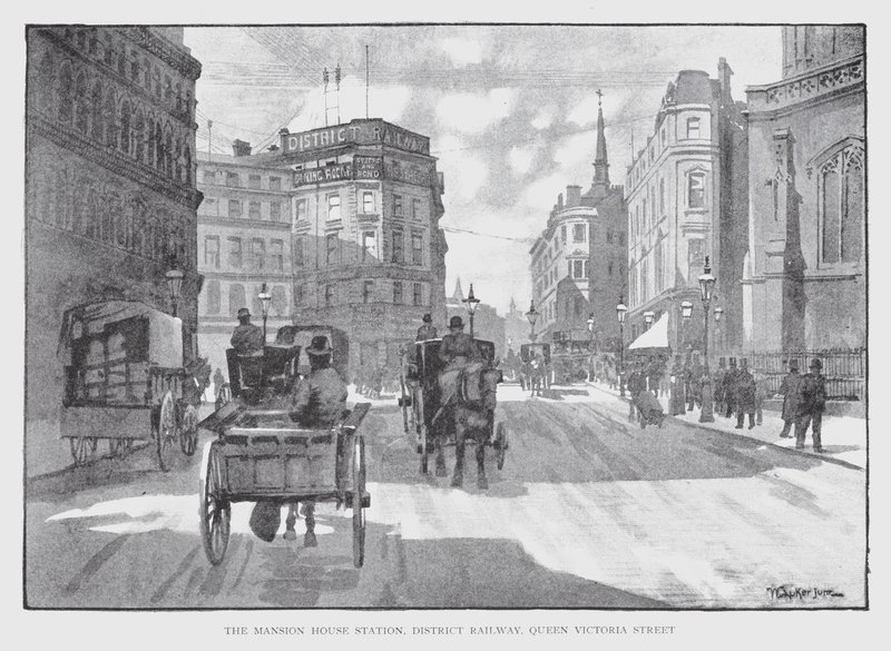 The Mansion House Station, District Railway, Queen Victoria Street (litho) od William Luker