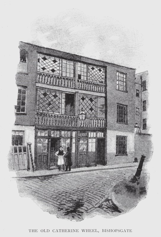Staré Kateřinské kolo, Bishopsgate (litho) od William Luker