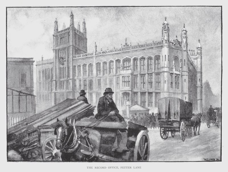 Záznamová kancelář, Fetter Lane (litho) od William Luker