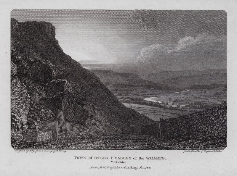 Město Otley a Valley of the Wharfe, Yorkshire (rytina) od William Marshall (after) Craig