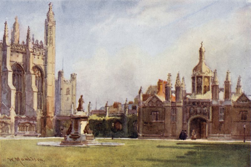 Kaple Kings College a vstupní nádvoří z budovy Fellows Buildings od William Matthison