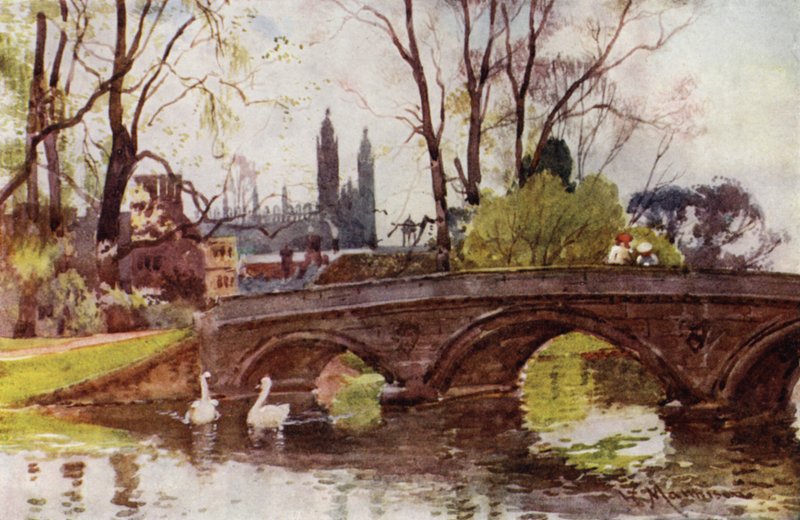Trinity Bridge, v dálce kaple Kings College od William Matthison