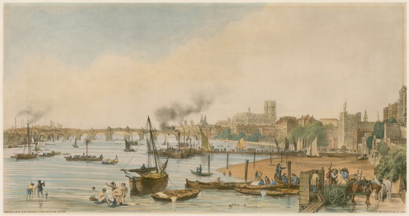 Westminster a Hungerford z Waterloo Bridge, c 1840 od William Parrott
