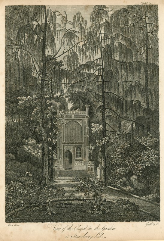 Pohled na kapli v zahradě na Strawberry Hill, Twickenham, Londýn od William Pars