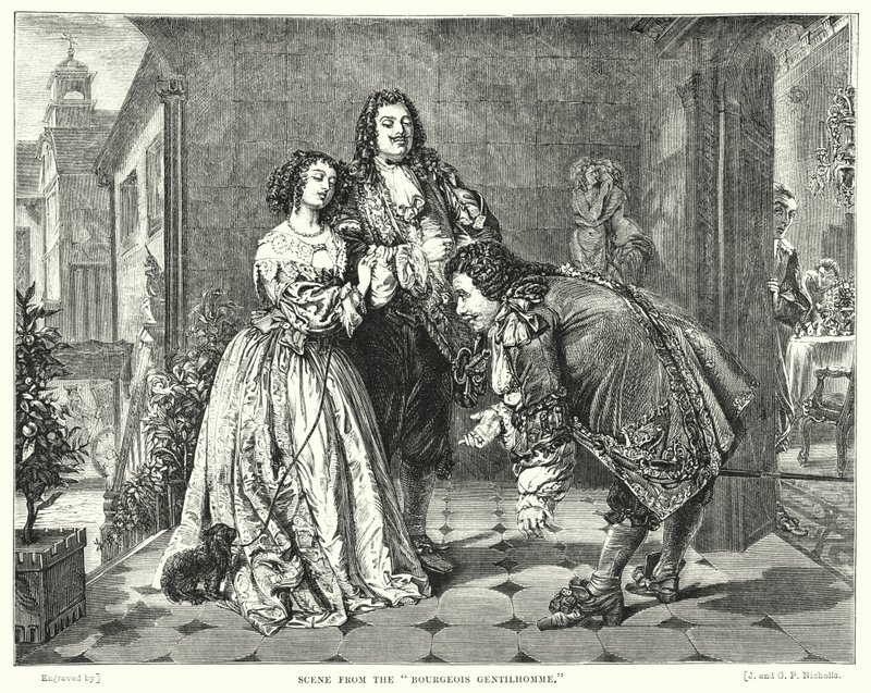 Scéna z Bourgeois Gentilhomme (rytina) od William Powell (after) Frith