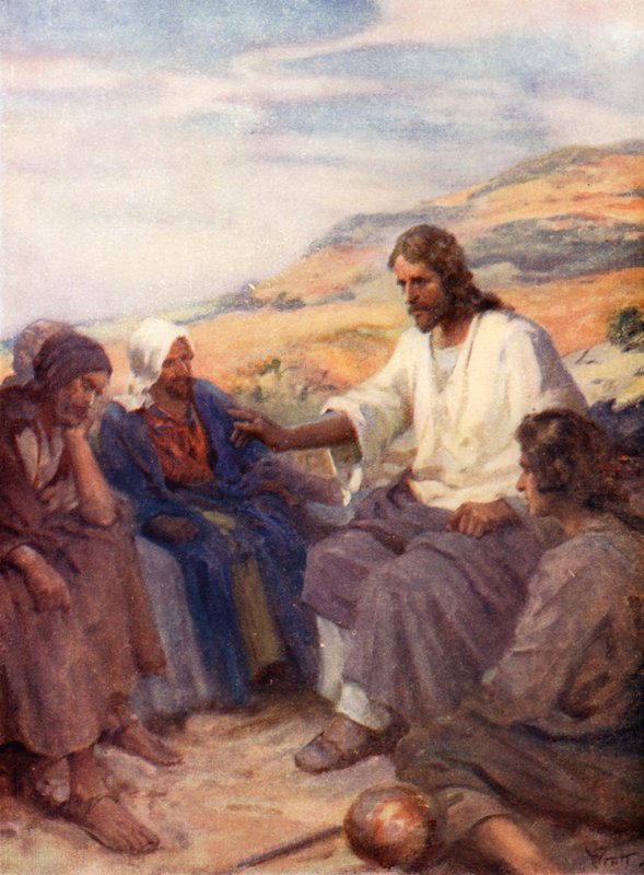 Ježíš učí své učedníky, Matouš v od William Pratt