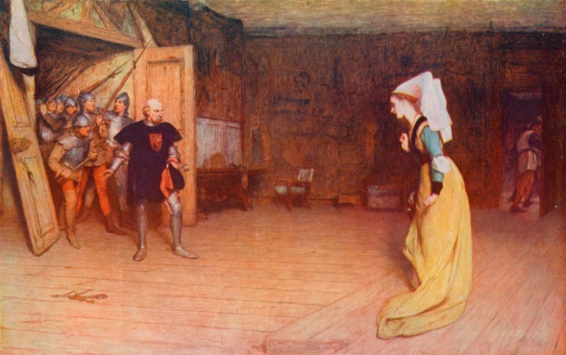 Shakespeare: Talbot a hraběnka z Auvergne, král Jindřich VI., část I, dějství II, scéna 3 (barevné lito) od William Quiller (after) Orchardson