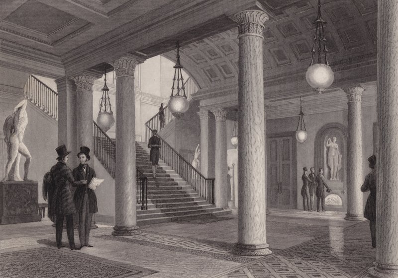Hall of the Athenaeum Club, Westminster, Londýn (rytina) od William Radclyffe