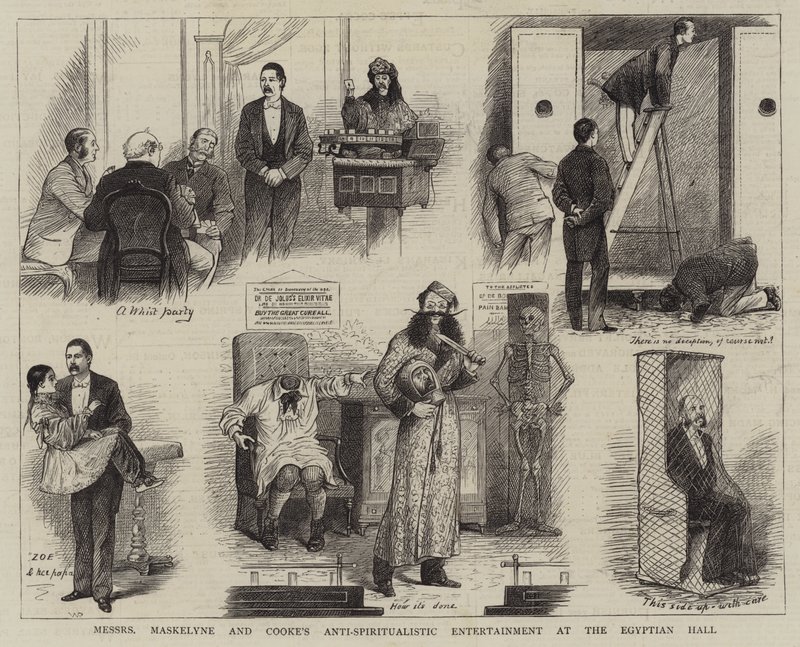 Antispiritualistická zábava pánů Maskelyne a Cooke v Egyptském sále od William Ralston
