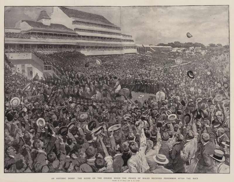 Historické derby, scéna na hřišti, kdy princ z Walesu dostal po závodě tomel od William Small
