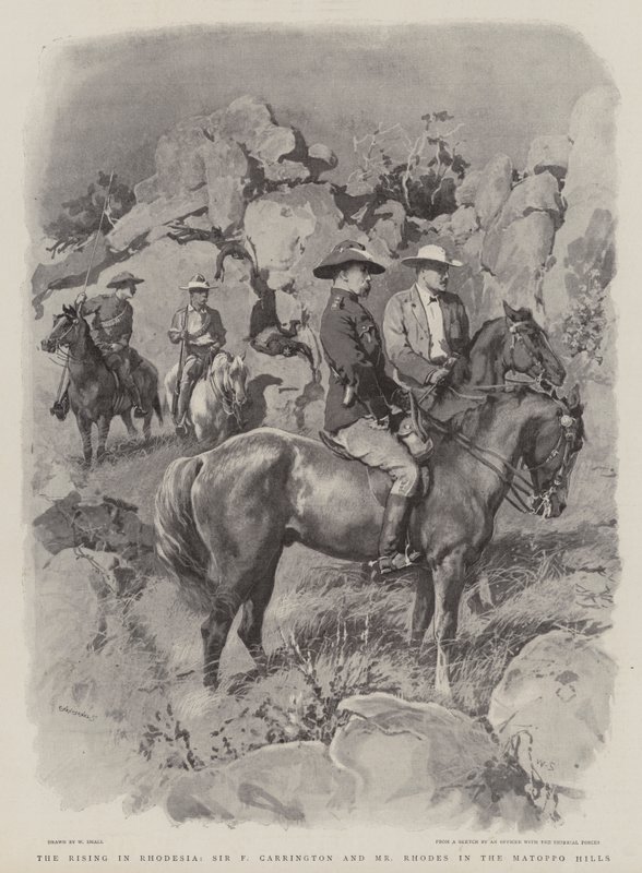Povstání v Rhodesii, Sir F. Carrington a pan Rhodes v Matoppo Hills od William Small