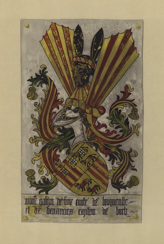 Sir Gaston de Foix, hrabě z Longueville a Benanges, kapitán de Buch, c 1438-c 1458 (chromolitho) od William St John Hope