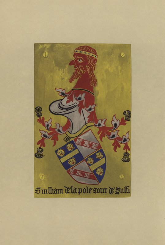 Sir William de la Pole, hrabě z Dreux, hrabě z Pembroke a markýz a vévoda ze Suffolku, 1421-1450 (chromolitho) od William St John Hope