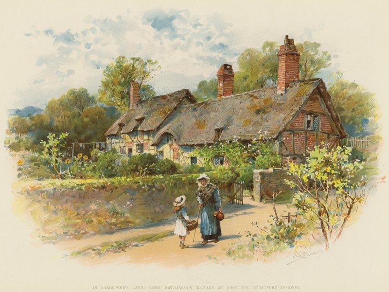 V Shaksperově zemi, Chata Anne Hathawayové v Shottery, Stratford-on-Avon (chromolitho) od William Stephen Coleman