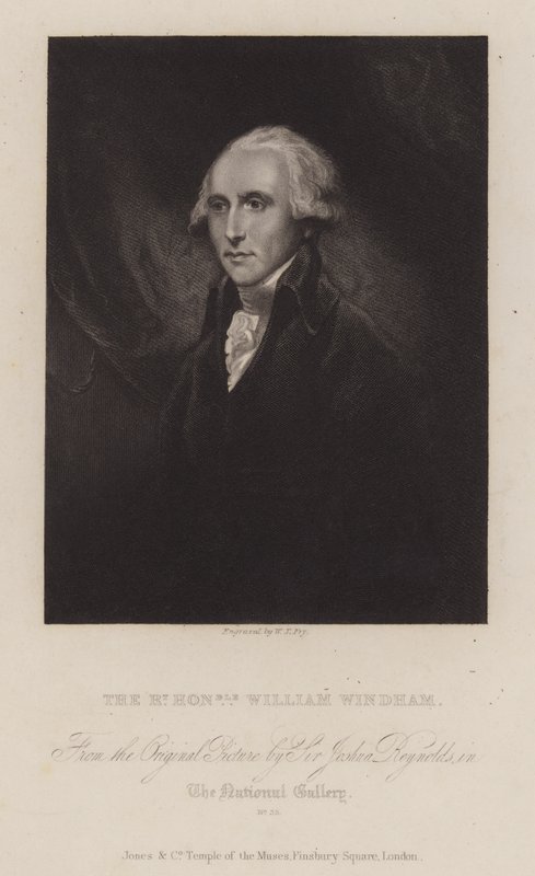 William Windham , anglický whigský politik (rytina) od William Thomas Fry