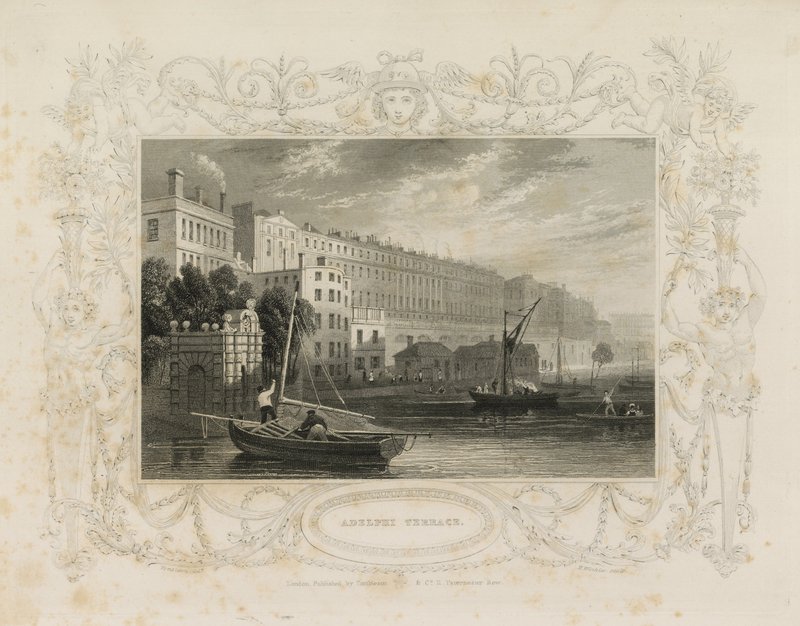 Adelphi Terrace, včetně Water Gate, York Buildings, Londýn od William Tombleson