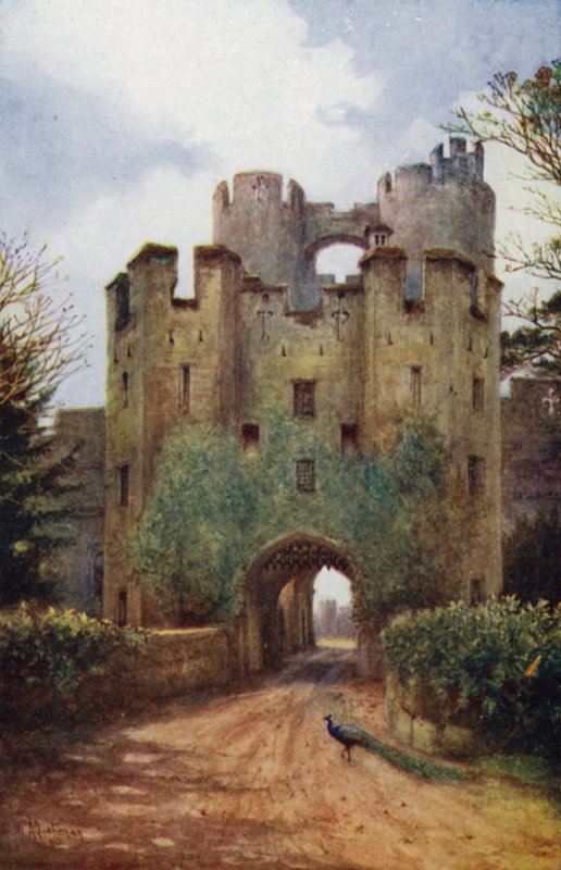 Warwick Castle: Padací most a Portcullis (barevné lito) od William W. Quatremain