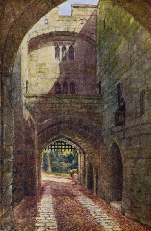 Warwick Castle: Gate House a Portcullis (barevné lito) od William W. Quatremain