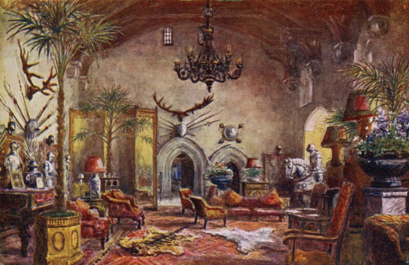 Hrad Warwick: Velký sál (barevná lito) od William W. Quatremain