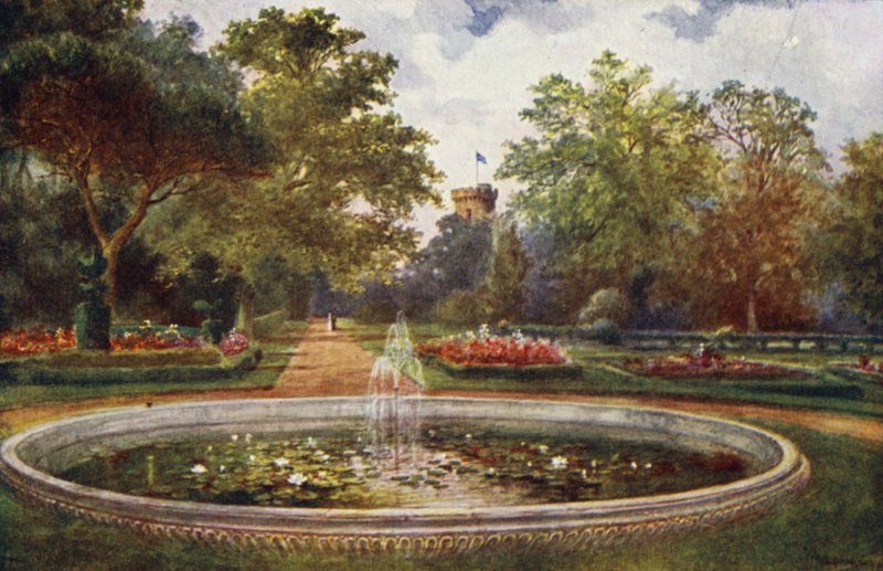Warwick Castle: Terrace Walk (barevné lito) od William W. Quatremain