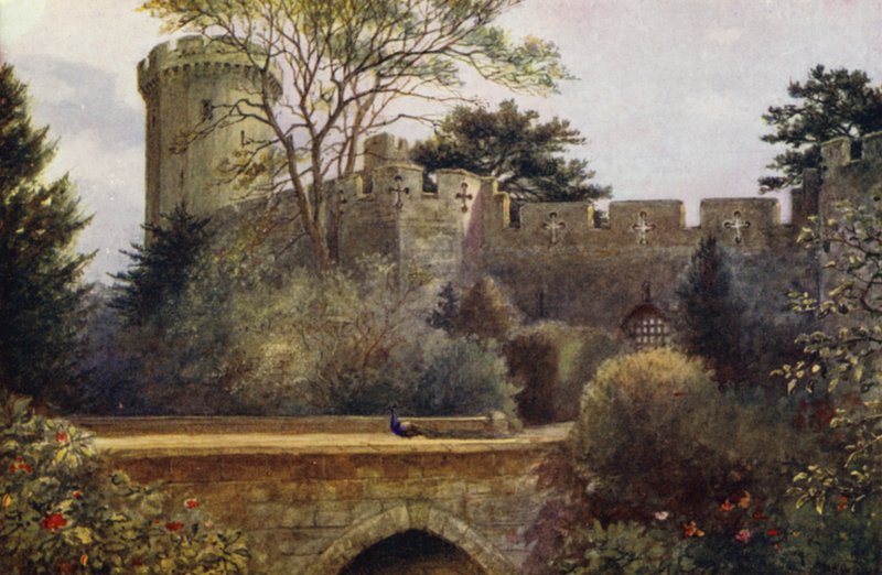 Warwick Castle: The Moat Bridge (barevné lito) od William W. Quatremain