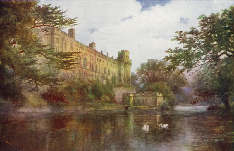 Hrad Warwick, z Avonu (barevné lito) od William W. Quatremain