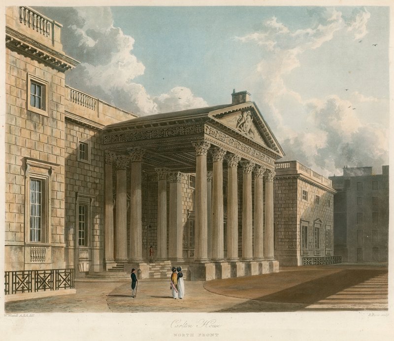 Carlton House, Londýn, severní průčelí od William Westall