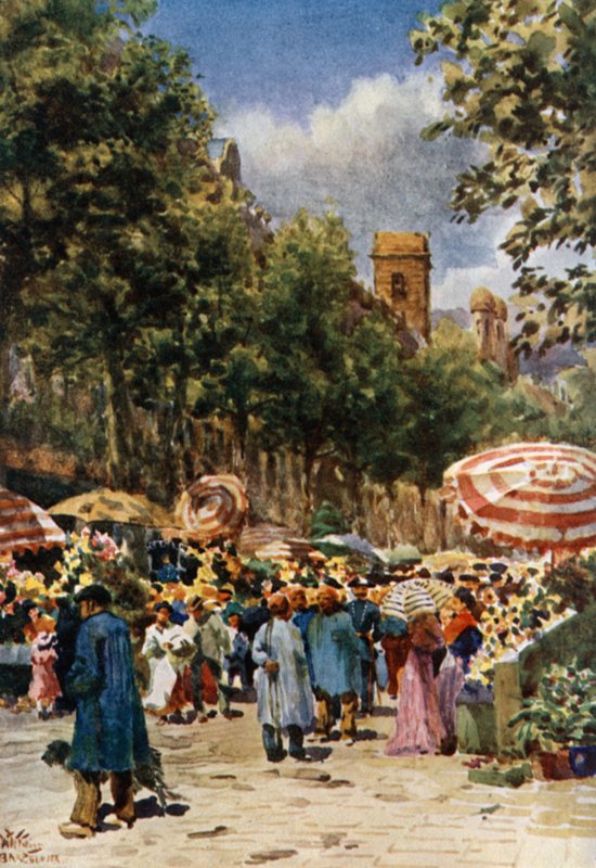 Barcelona, Rambla (barevné lito) od William Wiehe Collins