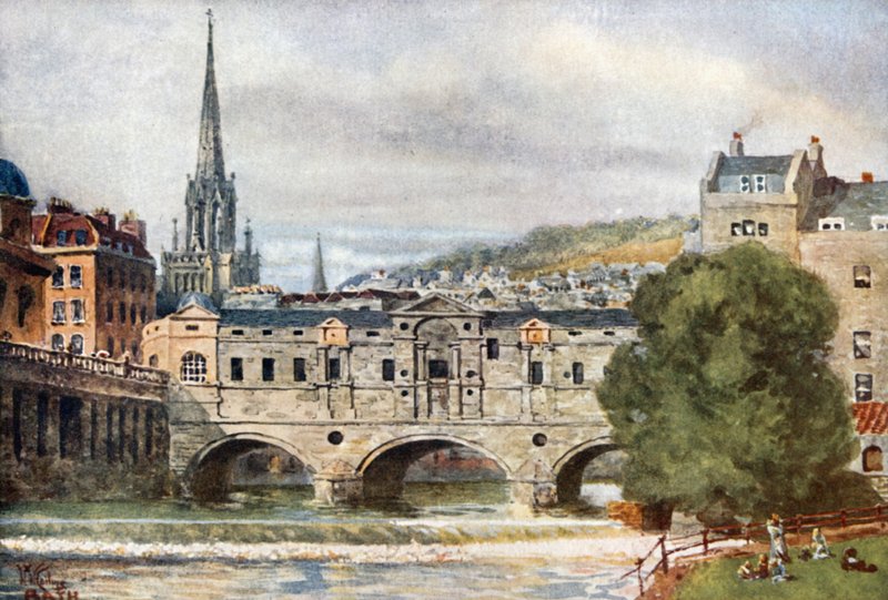 Bath, Pulteney Bridge (barevné lito) od William Wiehe Collins