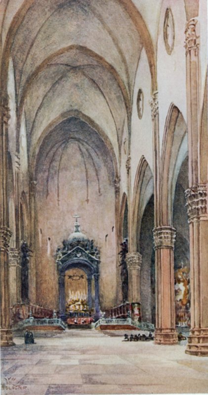 Bologna. Interiér S. Petronio (barva lito) od William Wiehe Collins